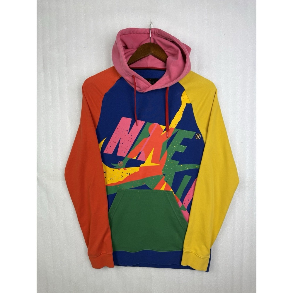 Nike Air Jordan Jumpman Classics Hoodie Multi Color Blue Pink Yellow Men's Small